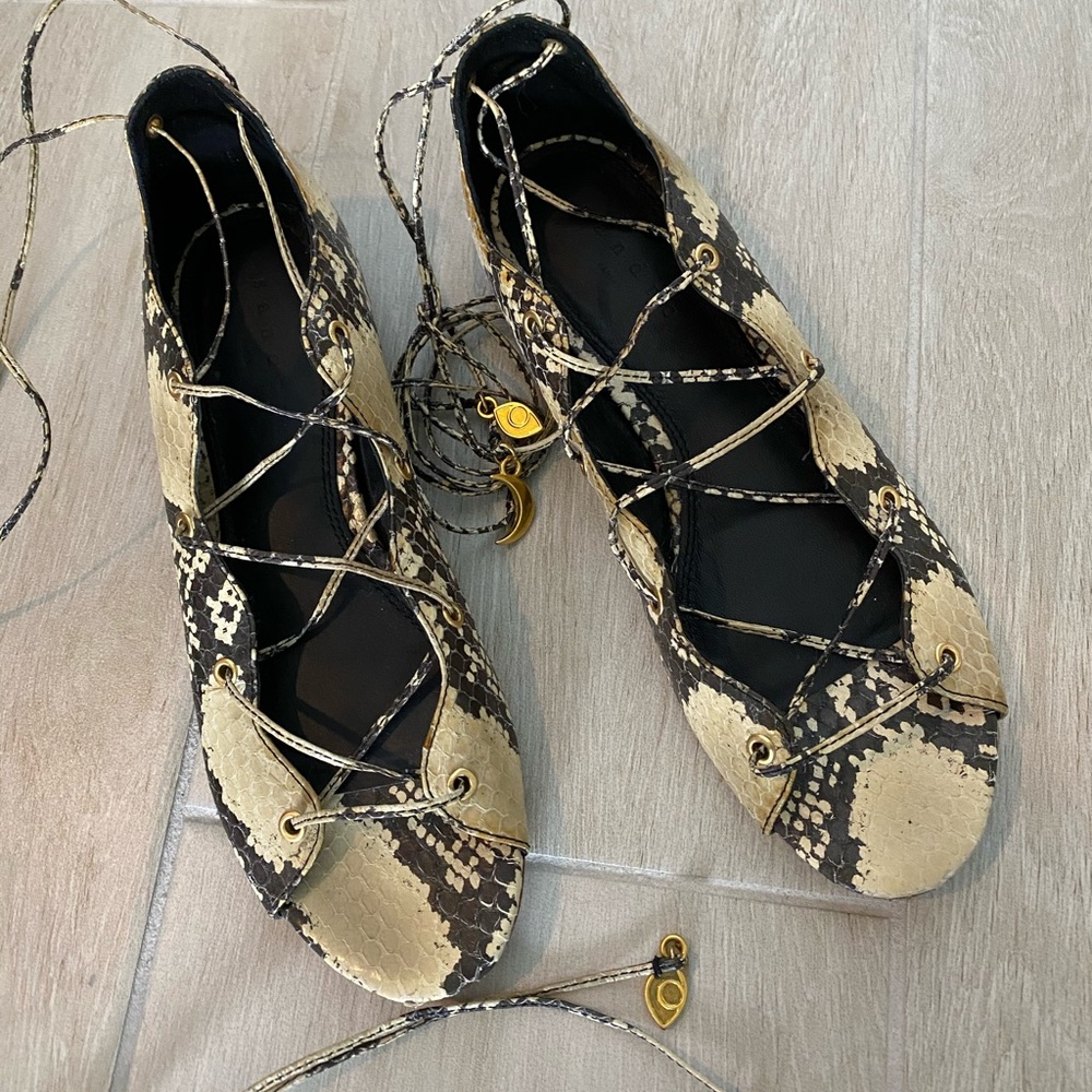 Sandro Snakeskin Lace Up Sandal